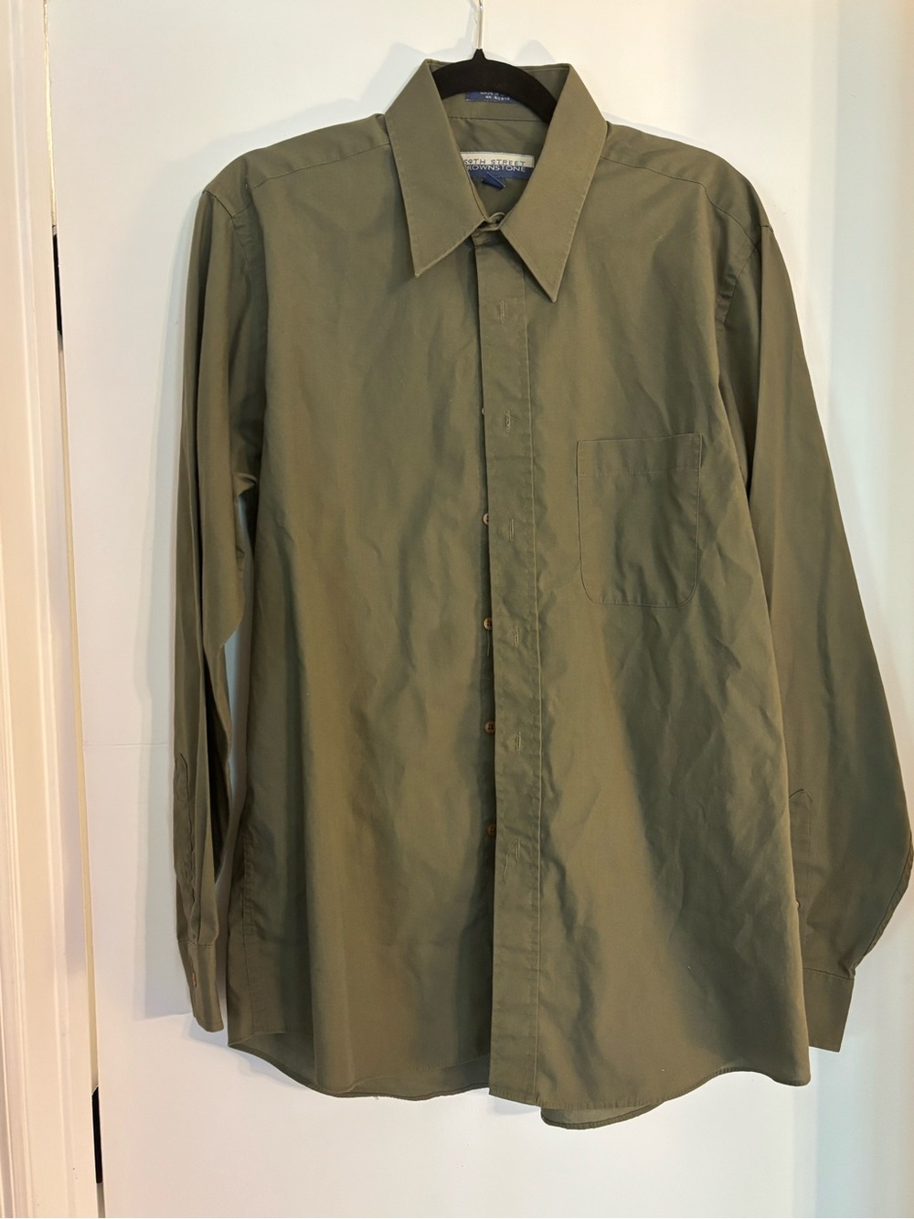Classic Men's Olive Green Button-Up Shirt
